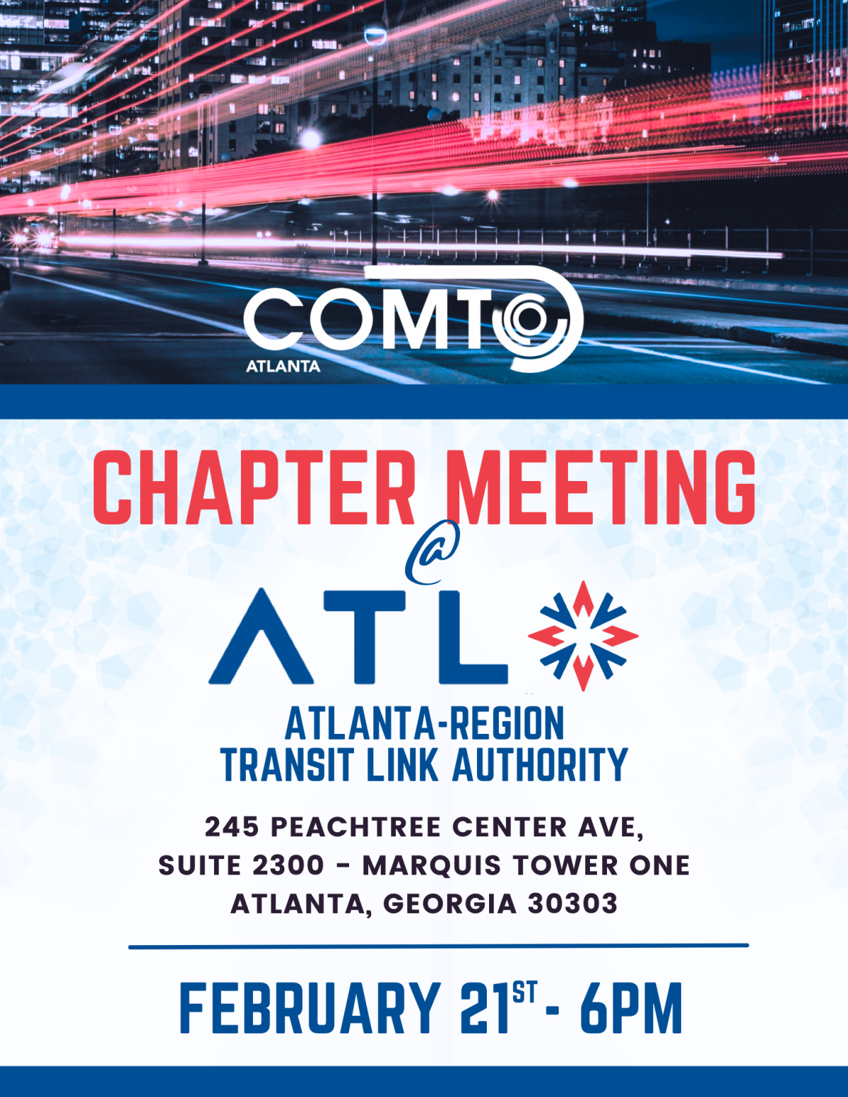 COMTO Atlanta Chapter Meeting February 21 6PM 