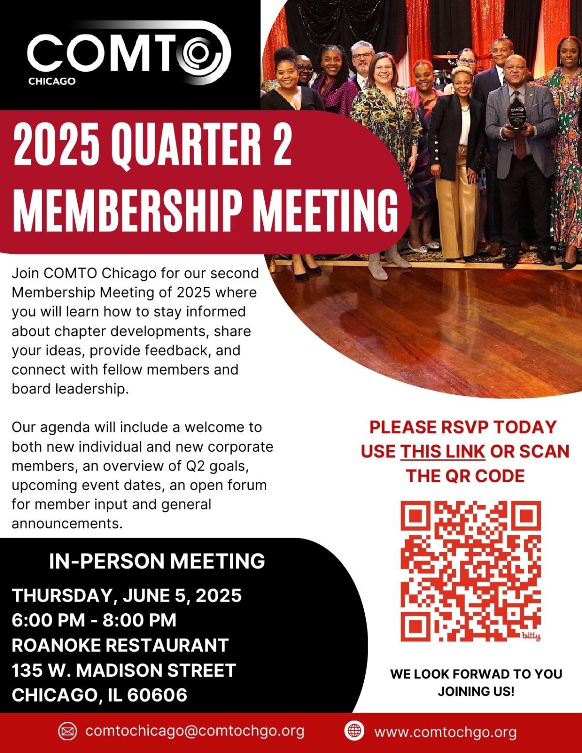 Join COMTO Chicago at Roanoke Restaurant, 135 W. Madison Street in Chicago 
