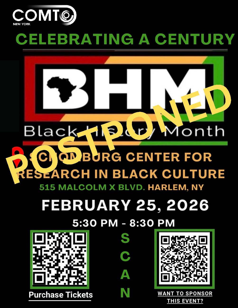 COMTONY BHM Posponed